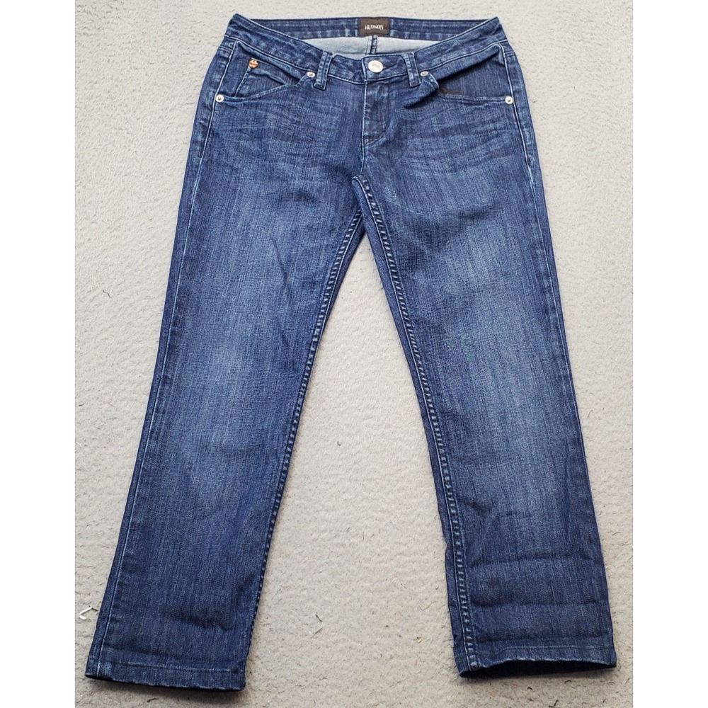 Hudson Jeans Womens 25 Blue Denim Stretch Whiskered Flat Front 5-Pockets Design